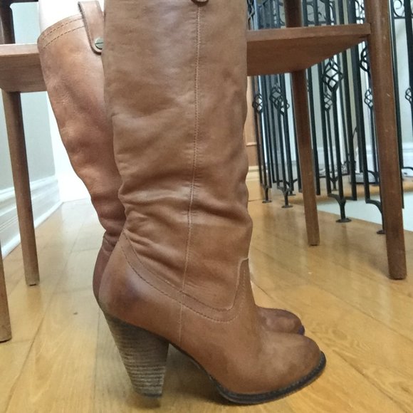 Aldo genuine leather high-heeled boots - Picture 1 of 5